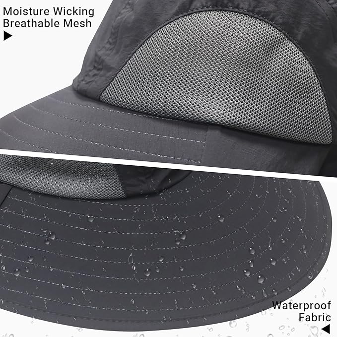 NPQQUAN Sun Hats for Men Women with Neck Flap UPF 50+ UV Protection Wide Brim Bucket Hat Safari Hiking Fishing Hats