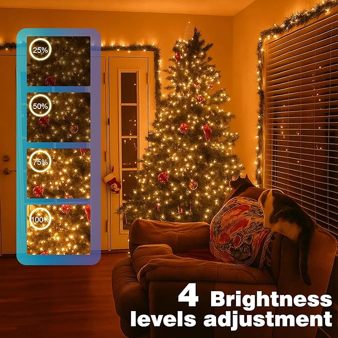 Christmas Lights 800 LED 264 FT, IP67 Waterproof Christmastree Lights with 8 Modes, Remote Control 3 Timers & Memory Function Xmas Decorations for House and Holiday (Warm White)