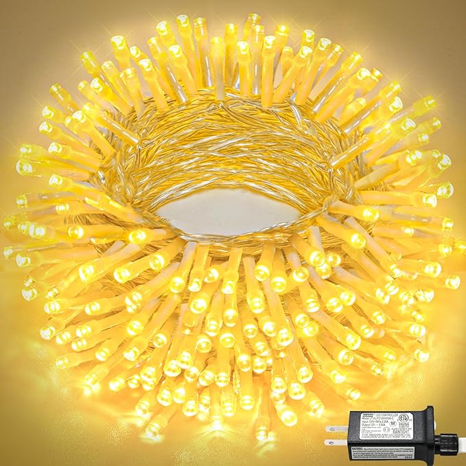 66FT 200 LED Christmas Lights Outdoor, Plug in Christmas String Lights Indoor, Waterproof & 8 Modes & Timer Function, Connectable Fairy Twinkle Light for Bedroom Classroom Wedding Decor, Warm White