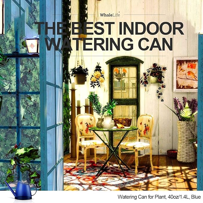 WhaleLife Indoor Watering Can for House Bonsai Plants (1.4L, Blue)