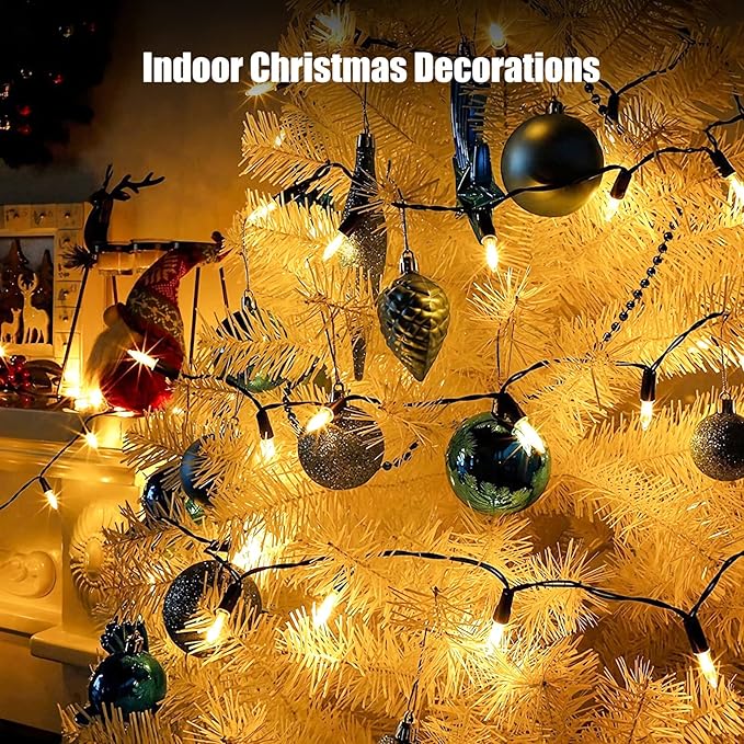 Christmas Lights Clear White 2 Pack Total 200 Count Incandescent Lights UL Certified Connectable Christmas Tree Lights with Green Wires for Indoor Outdoor Xmas, Wedding, Holiday, Home Decorations