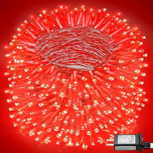 165FT 500 LED Christmas Lights, Plug in Christmas String Lights with Waterproof, 8 Modes Twinkle Fairy Lights for Xmas Garden Tree Holiday Decorations, Red