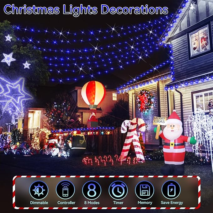 Hezbjiti Christmas String Lights Outdoor, 1000 LED 394ft 8 Lighting Modes Christmas Fairy Lights with Remote and Timer for Home, Birthday, Wedding, Party, Tree Decorations (1000 LED, Blue)