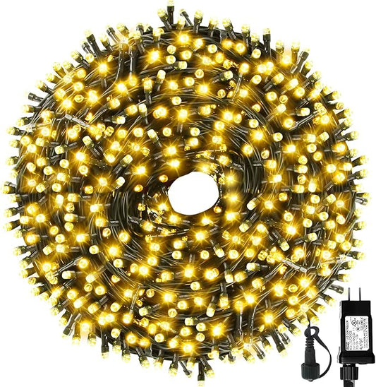 328FT 1000LEDs Christmas Lights Outdoor Indoor 8 Modes for Christmas Tree Party Decoration, 100% UL Listed (Warm White)