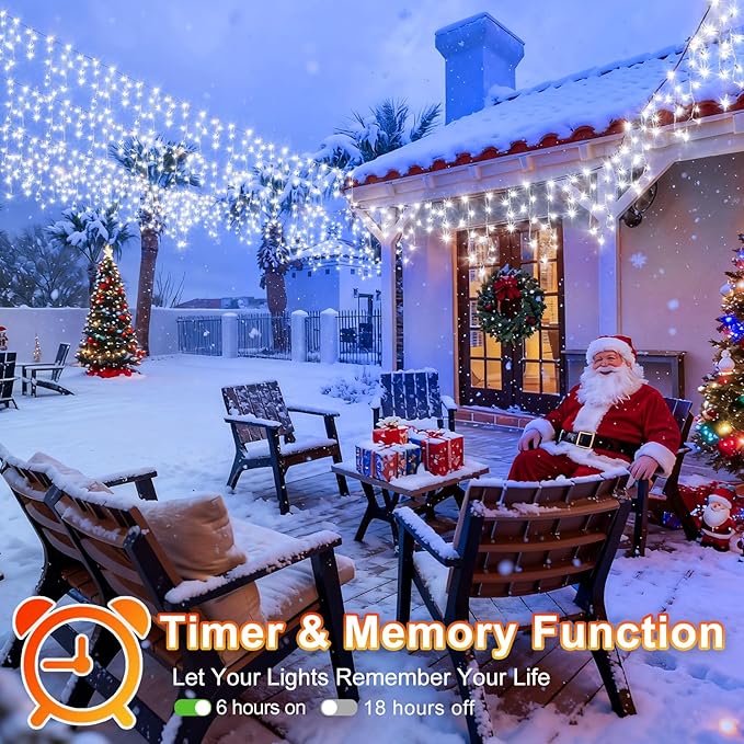 KNONEW Christmas Lights Outdoor Decorations 400 LED 33ft 8 Modes Curtain Fairy String Light with 75 Drops, Clear Wire LED String Light Decor for Wedding Party Holiday Christmas Decorations(Cool White)