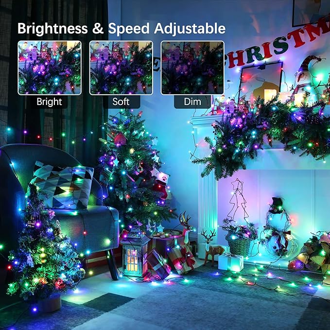 Joomer Color Changing Christmas String Lights,164FT 500 LED RGB LED String Lights Outdoor Fairy Twinkle Tree Light with Remote Timer Plug in for Room Indoor Wedding Party Christmas Decorations