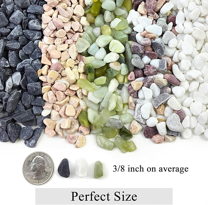 5lbs Natural Pea Gravel Pebbles, 3/8 Inch Decorative Succulent Rocks Pebbles for Indoor Plants. River Rocks for Vase and Outdoor Garden Landscaping Rocks
