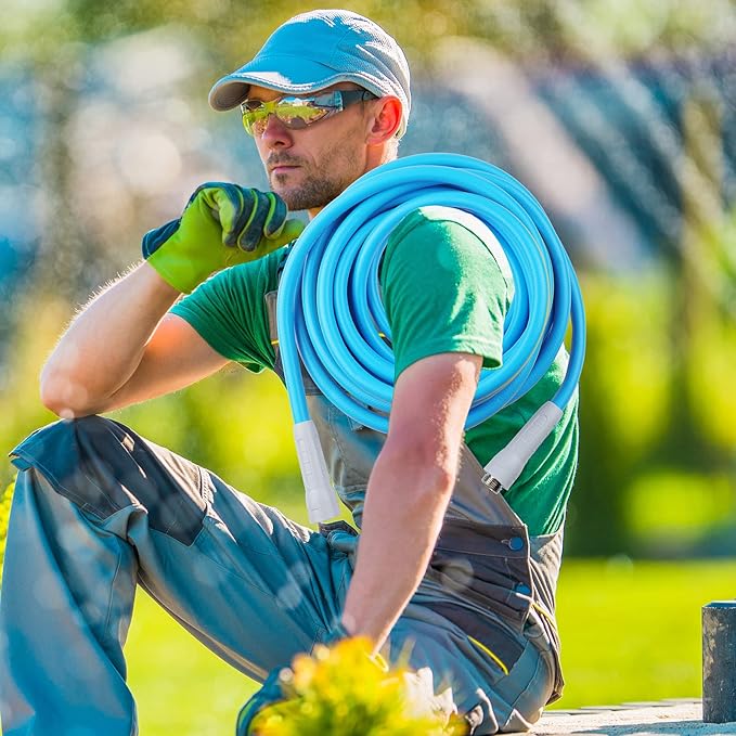 HQMPC Hose Garden Hose With 5/8 in. x 30 ft. Water Hose Heavy Duty Durable Material Water Hose with Solid Fittings (BLUE)