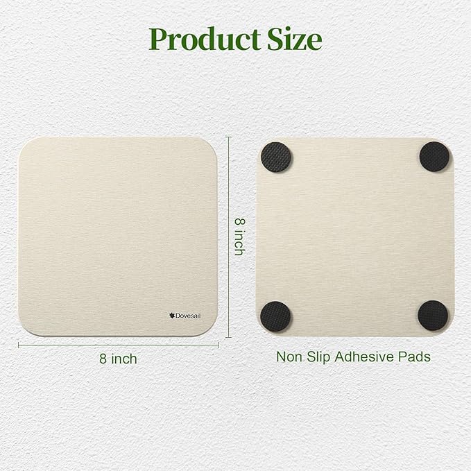 Plant Saucer, 8" Instantly Dry Diatomaceous Earth Stone Prevents Moisture Buildup, Flower Plant Tray Pot Saucer Keep Counter and Floors Dry and Clean (2 Pack) -Light Grey