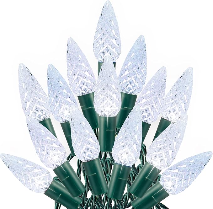 Dazzle Bright C6 Christmas String Lights, 200 LED 66 FT Waterproof Connectable String Lights with Timer, 8 Modes Christmas Lights for Indoor Outdoor Home Garden Yard Xmas Tree Decoration (White)