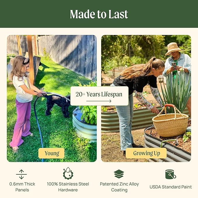 Vego garden Raised Garden Bed Kit, 17" Tall 4 in 1 Modular Metal Raised Garden Beds Kit, Metal Planter Box for Vegetables, Flowers, Herbs, Terra Cotta