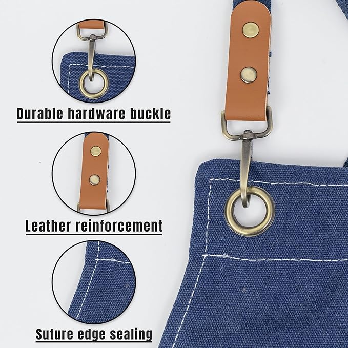 Personalized Chef Aprons for Men Women Canvas Cross Back Heavy Duty Work Apron for Coffee Shop Bartender Bistro Woodworking