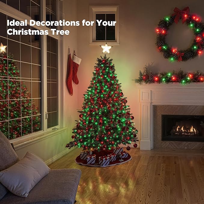 WBao Christmas Lights Indoor Outdoor 500LED 174ft, Super Bright LED Christmas String Lights with UL Certified, 8 Lighting Modes, Timer, Memory & Waterproof for Trees, Patio, Party Decor, Red Green