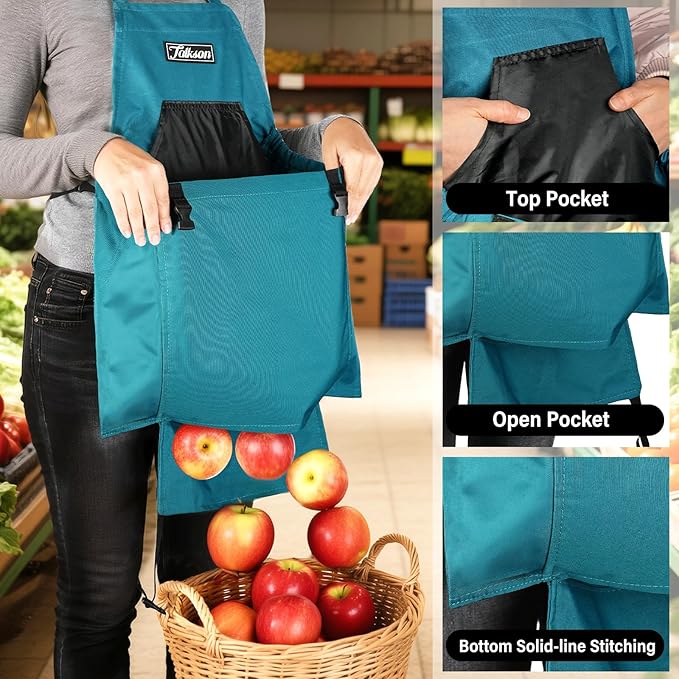 Gardening Apron, Garden Apron with Quick Release Pockets,Water Resistant Oxford with Adjustment Cross Strap,Farm Work
