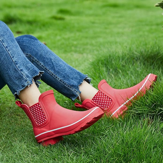 SWIFTFROG Rain Boots for Women - Waterproof Ankle Garden Shoes Anti-Slipping Floral Printed Rainboots for Ladies Stylish Light Ankle Rain Shoes, Women's Rain Footwear