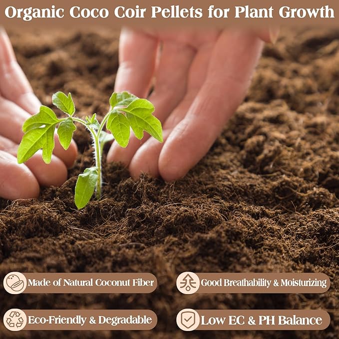 ZeeDix 100 Pcs (40mm) Compressed Coco Coir Fiber Potting Soil Seed Starters - Organic Coco Coir Pellet Fiber Soil for Planting Bonsai, Herbs, Plants, Flowers and Vegetables