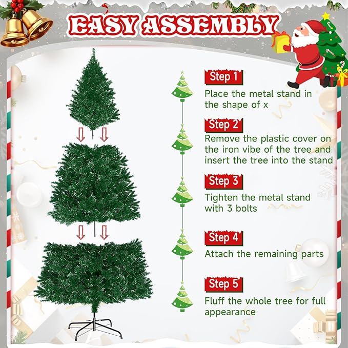 LEVELEVE Premium 4.5FT Artificial Holiday Christmas Tree w/350 Branch Tips,250 LED Lights for Home,Office,Party Decoration