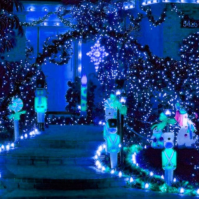 TW SHINE Blue Christmas Lights, 1000 LED 328FT Christmas String Lights Plug in with 8 Modes, Remote Waterproof Xmas Lights Outdoor Indoor Decorations for Party Yard Decor