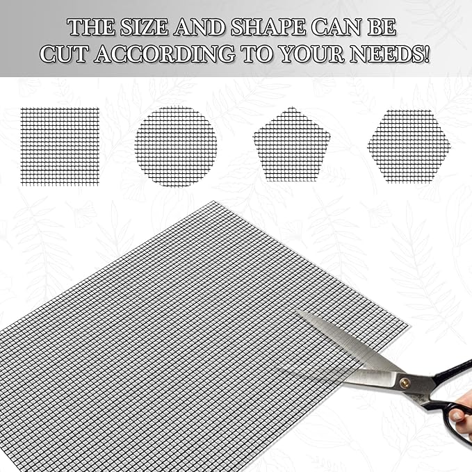 15 Pcs Flower Pot Hole Mesh Pad, 11.8 * 7.8 Inch Bonsai Pot Mesh, Bonsai Pot Bottom Grid Mat Mesh, Plant Drainage Screens Gasket, Keep Bonsai Soil from Flowing Away (Black)