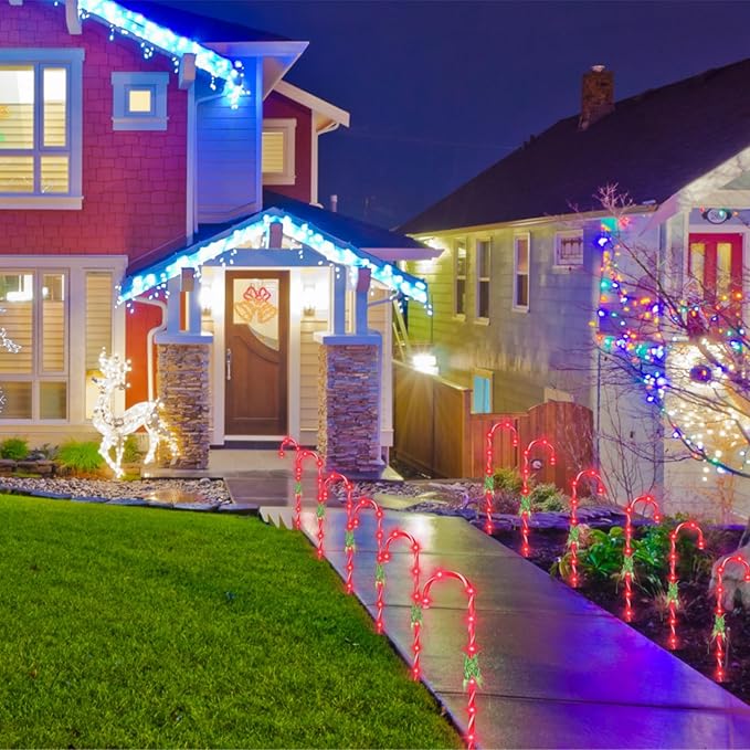 35" Candy Cane Lights - 12 Pack 8 Modes,30V LED Candy Cane Lights Christmas Decor, Outdoor Christmas Decorations for Yard, Lawn, Garden and Pathway
