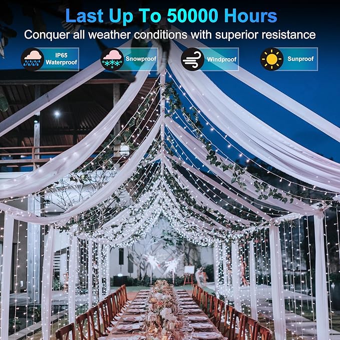 1500 LED Christmas Lights Outdoor Use, 492ft 8 Lighting Modes Fairy Lights for Outside, Christmas Tree Lights Outdoor IP44 Waterproof for Xmas Patio Yard Fence Deck Balcony Garden Decor Cool White