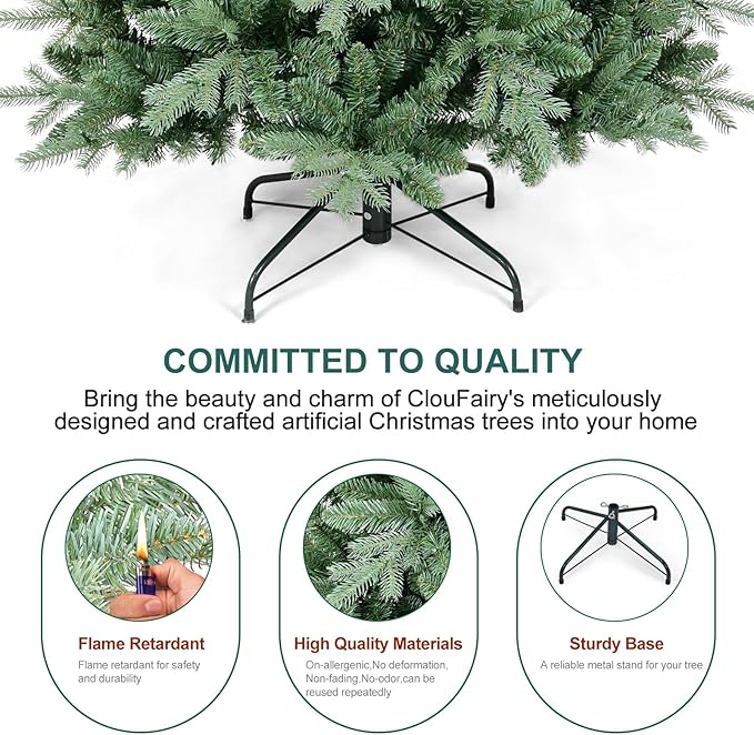 7 FT Artificial Skinny Christmas Tree,Unlit Blue Spruce Slim Pencil Xmas Tree with 1552 PE&PVC Mixed Branch Tips,Hinged Pine Tree with Metal Stand for Home Office Décor