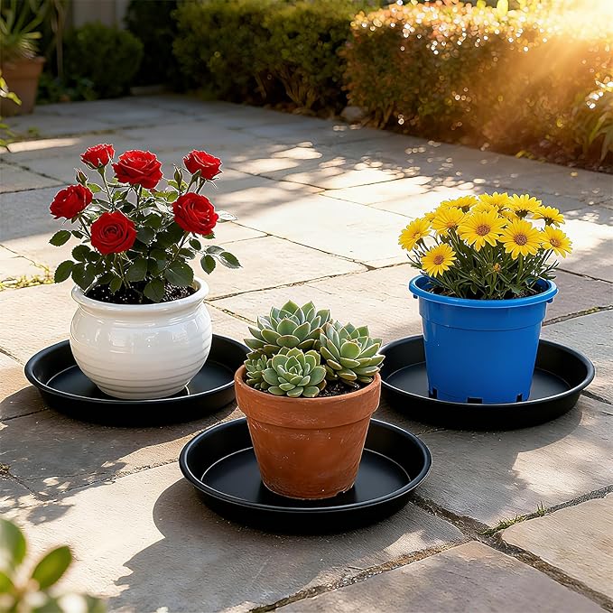 TITE Plant Saucer 16 inch,Heavy Large Planter Durable Thicker Plastic Plant Trays for Indoors and Outdoor,Plant Saucer Drip Trays,Black (16 inch, Black)