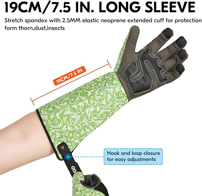 Vgo... 1 Pair Gardening Gloves Ladies,Safety Work Gloves,Long Sleeves Gauntlet,Puncture Proof,Touchscreen(Size XS,Green,AL6608-FM)