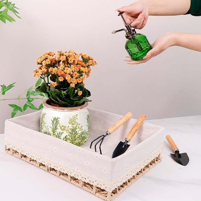 Ceramic Pot for Planter, Vintage Flower Pot with Drainage Holes, 6.29 inch Ice Crack Glazed Indoor Planters Pot (French Country)