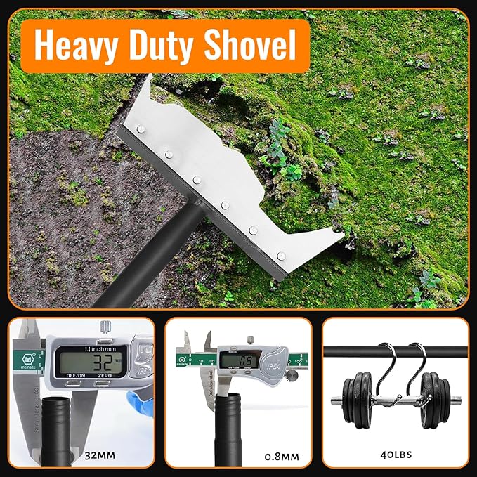 Garden Flat Shovel Scraper, Multifunctional Garden Cleaning Shovel with 59 Inch Long Handle, Heavy Duty Outdoor Floor Scraper for Weed Cleaning,Trenching,Edging and Removing Snow,Ice,Weeds,Dirty,Moss