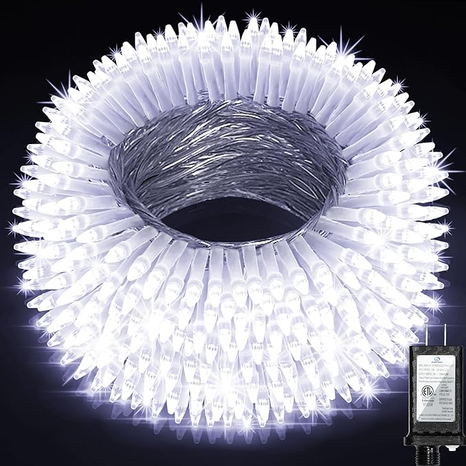 750 LED Christmas Lights - Outdoor Use, 246ft with 8 Modes, IP44 Waterproof for Xmas Patio, Yard, Fence, Deck, Balcony, Garden Decor - Cool White