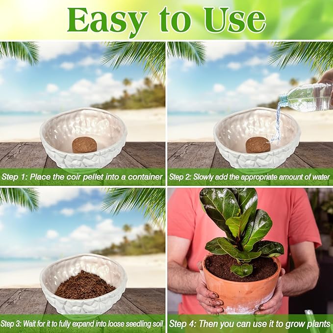 ZeeDix 200pcs(30mm) Coco Coir Pellets Potting Soil Indoor Plants, Compressed Coconut Coir Soil Pellets Seed Starting Pellets Discs for Planting Flowers Bonsai Herbs Plants and Vegetables