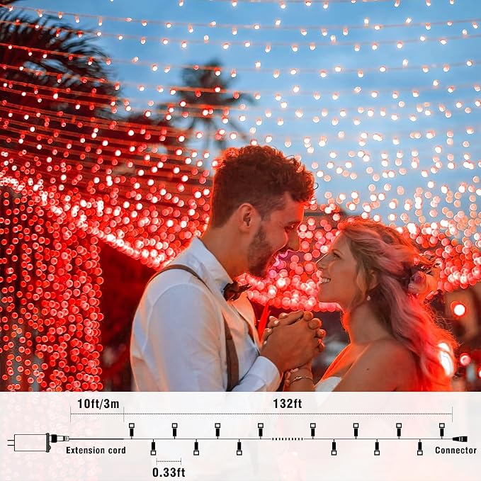 Christmas Lights Indoor, 132FT 400 LED Outdoor String Lights with 8 Modes Waterproof, Plug in Fairy Twinkle Lights Clear Wire for House Bedroom Patio Window Garden Wedding Decorations