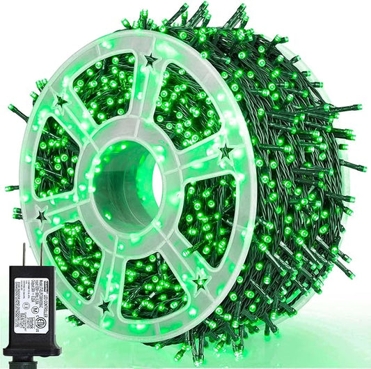 164Ft 500 LED Green Christmas Lights, Waterproof 8 Twinkle with Memory Functions Green String Lights for Indoor Outdoor Tree Garden Christmas Decoration