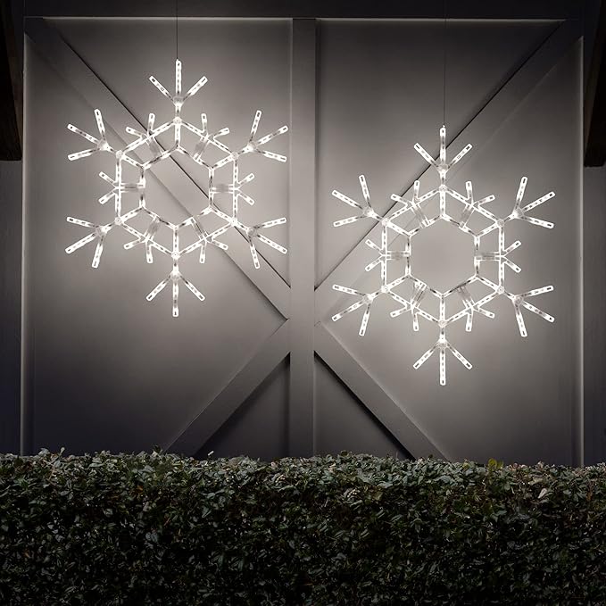 Kringle Traditions 36" Folding Cool White Snowflake Decoration LED Lights Large Snowflake Decorations Outdoor Lights (36" Warm White Snowflake)
