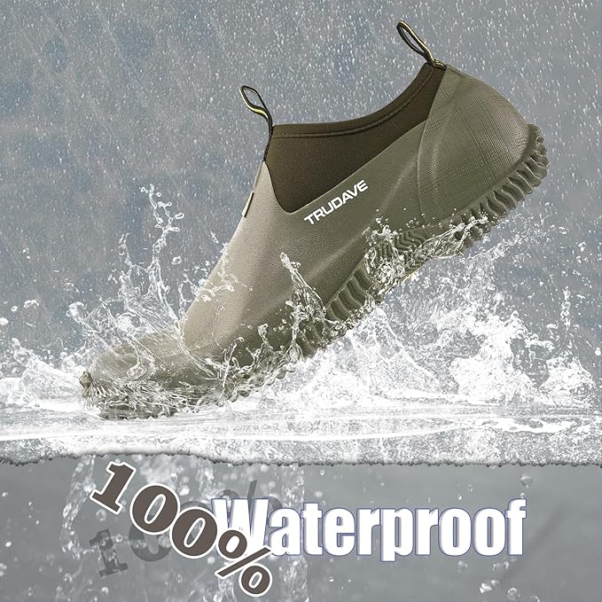 Trudave Garden Shoes for Men & Women, Waterproof Rubber Shoes with 4.5mm Neoprene, Womens Rain Boots for Gardening,Size 6-13