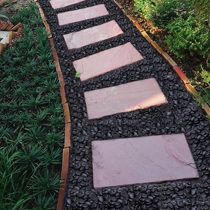 Calofulston 10LB Black Rock, Small River Stones Pebbles for Plants, Vases, Landscaping, Highly Polished Decorative Rocks, 1-1 3/4 Inch