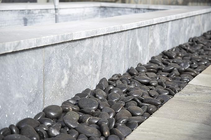 MSI Decorative Polished Black Pebbles, 1.2 inch - 2 inch, 40 lb. Bag(Pallet/ 55 Bags)