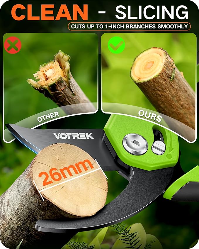 Pruning Shears for Gardening - 8.5" Garden Clippers with Stepless Adjustable Handle for All Hand, Ergonomic Bypass Plant Pruners Scissors for Heavy Duty Branch Bush Rose Tool