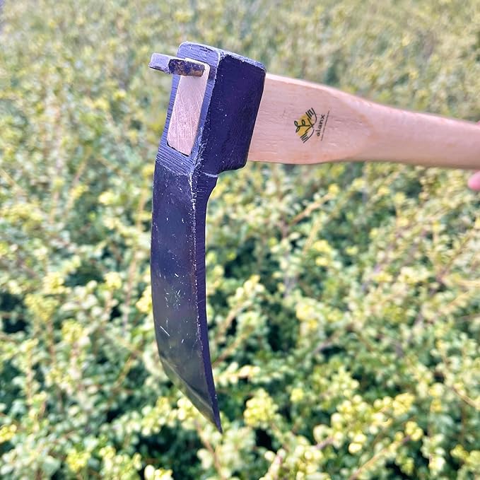 14 Inch Heavy Duty Narrow Hoe, Without Welding, Japanese Carbon Steel with Oak Wooden Handle, Garden Tool for Digging, Weeding, and Planting