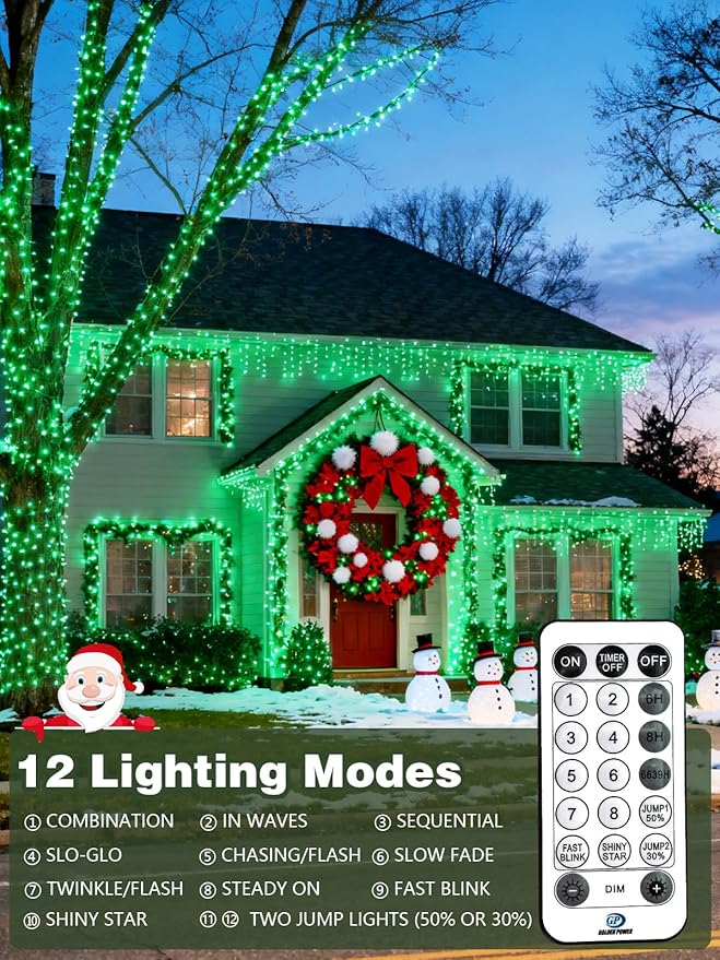 Voice Controlled Christmas Lights with Remote, 99 FT 300 LED String Lights Indoor Outdoor with 12 Modes 3 Timers, Dimmable Twinkle Light Plug in Waterproof for Xmas Tree Yard Party Decorations, Green