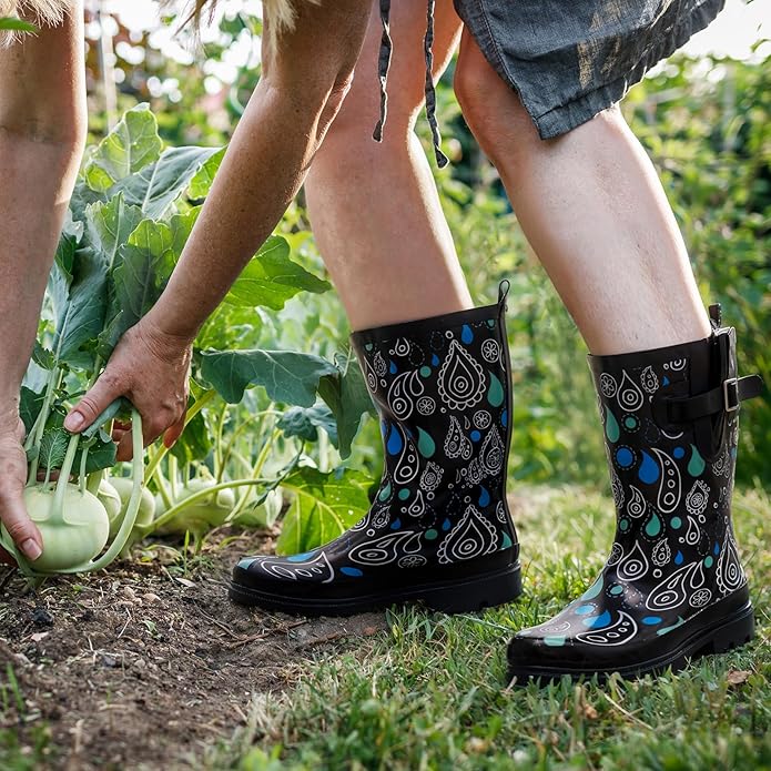 HISEA Rubber Rain Boots for Women Waterproof Garden Mud Boots