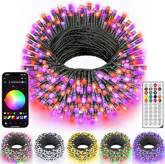 Ollny Smart Christmas Lights, 131FT 400 LED APP Control RGB Color Changing Christmas Tree Lights with Remote, Programmable DIY Musical Waterproof Decor Light with Timer for House Indoor Outdoor House