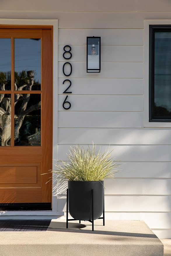 Veradek Mason Series Raised Lima Planter - Round Planter for Patio/Balcony | Plastic-Stone Composite w/Metal Plant Stand | Modern Décor for Plants