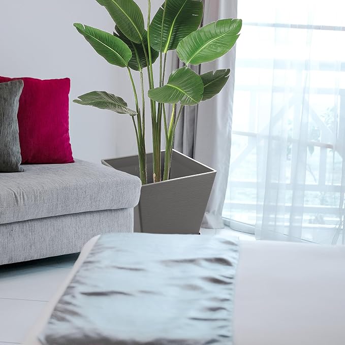 Kozyard 4Packs Taper Planter Indoor Outdoor Plant Pots with Tray Collecting Water for Porch, Patio, Backyard Planters Modern Décor for Tall Plants, Flowers