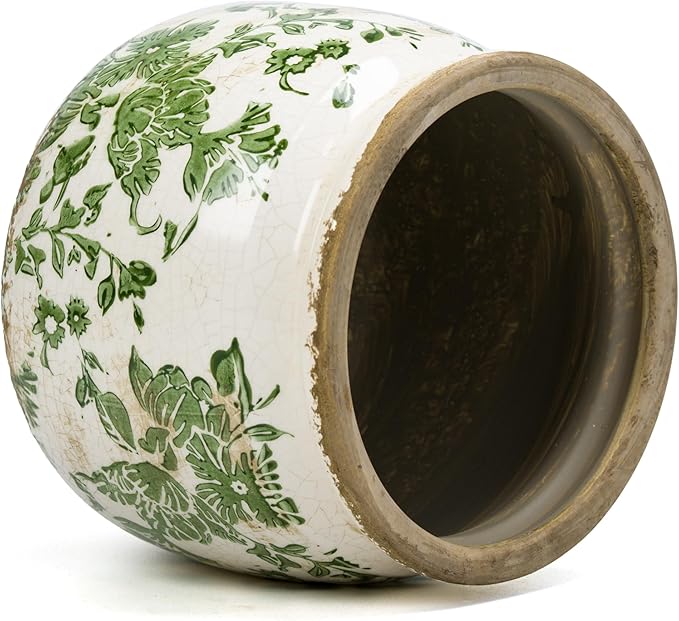 Vintage Ceramic Ice Crack Flower Pot with Drainage Holes, Country Rustic Planters for Indoor and Outdoor,Tuscan Decor,Home,Living Room, Garden Decor, Gardening Gift (Country)