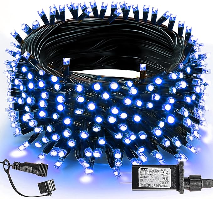 TW SHINE Christmas Lights, 200 LED 66FT Outdoor Christmas Lights Plug in with 8 Modes, Waterproof Light Outdoor, Indoor Xmas Decorations for Party Yard House Decor, Blue