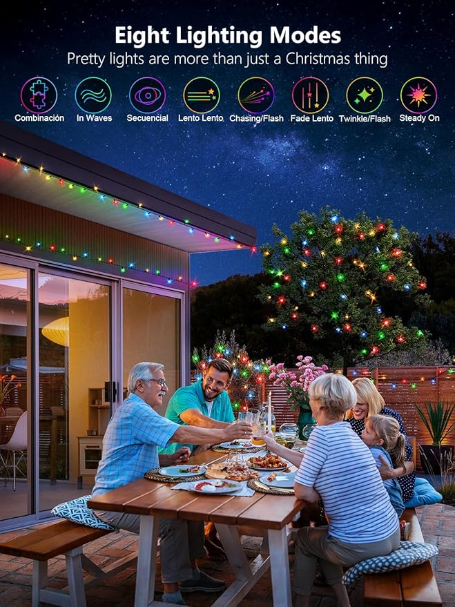 300 LED String Lights Outdoor, 100FT Multicolor Christmas Lights for Outside with Remote, Timer Memory Function, 8 Modes Waterproof Fairy Lights Plug in, for Xmas Tree Bedroom Patio Party