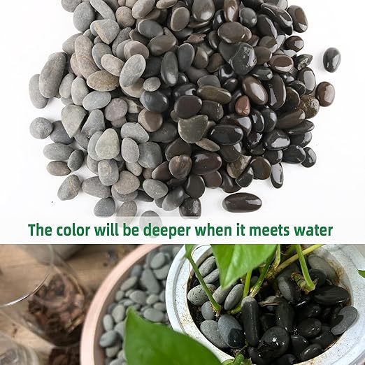2.4LB River Rocks Mexican Beach Pebbles for Garden Landscape Stone Paving Stone Grey (1Inch)