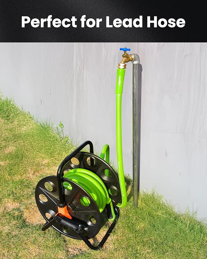 RAINPOINT Short Garden Hose 15ft - Lightweight Water Hose with Swivel Handle - Flexible, Heavy Duty, Hybrid Rubber, with Male to Female Fittings